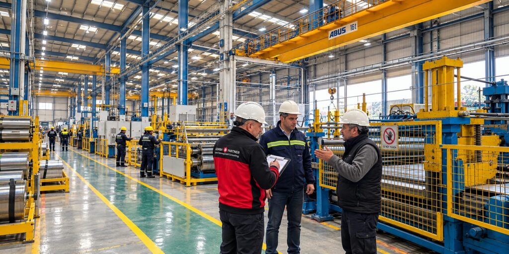 Gemba Partner Team bei der Prozessanalyse vor Ort